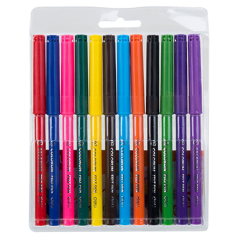 Deli Felt Pen 12 Colors Set Assorted