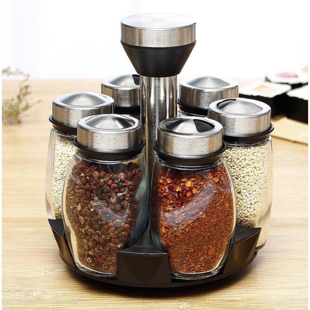 Aqua Spice Rack Black 6 Jar 25024