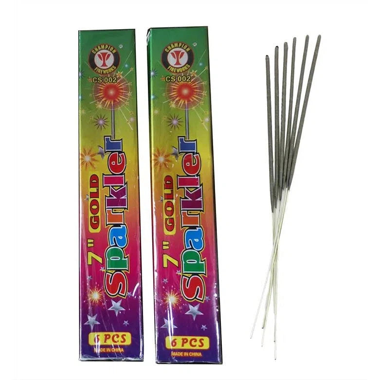 Party Sparklers Gold  7inch 6pc