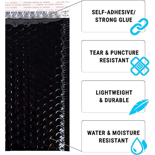 Bubble Pouch Mailer Bag Self-Seal Padded Envelope Black