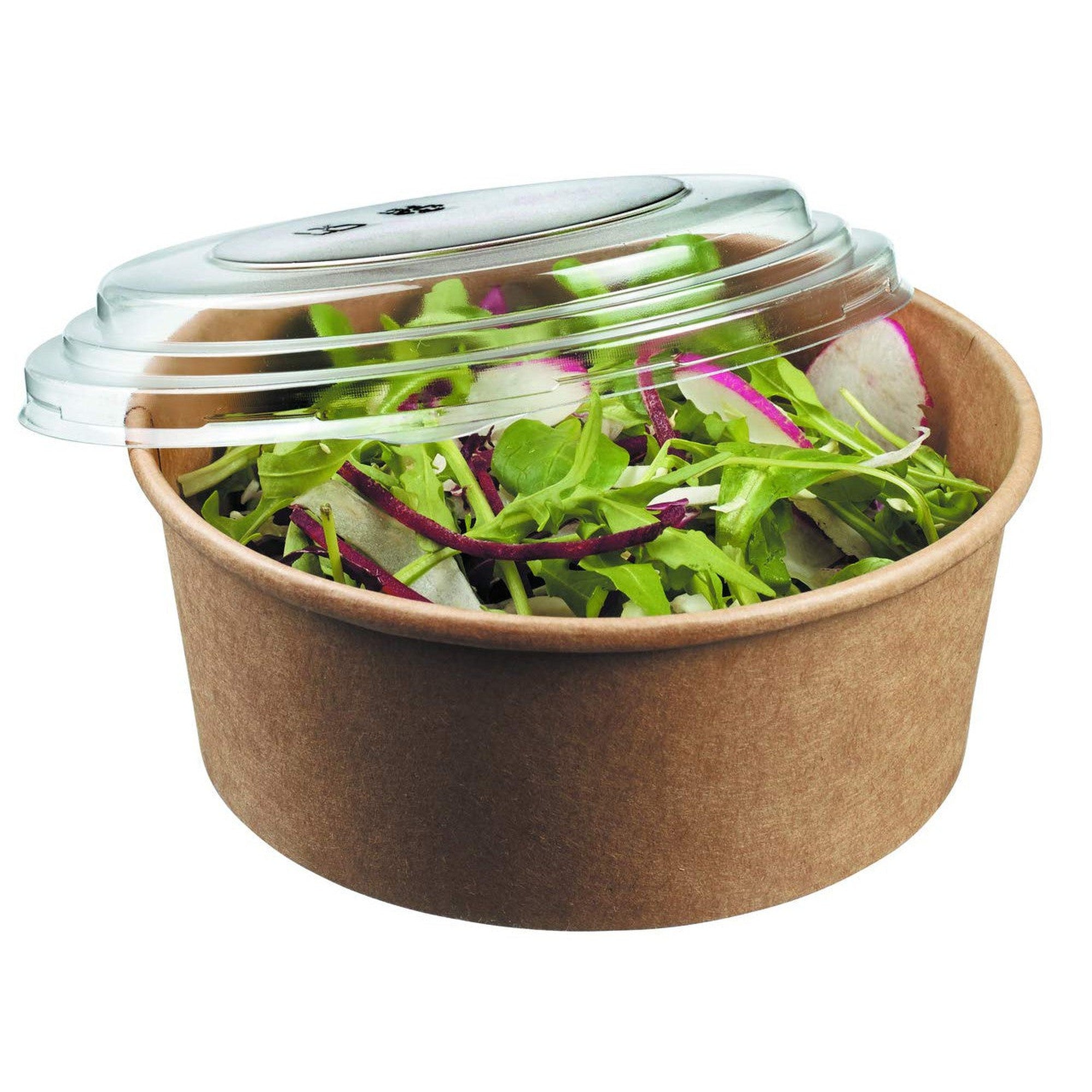 Kraft Food Lunch Bowl Container with Clear Lid 14cm