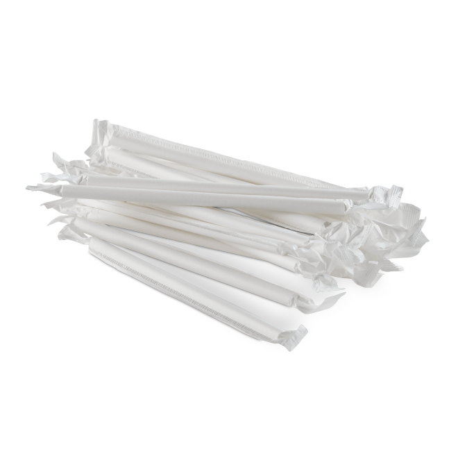 Disposable Paper Straws 8mm White 1000pack