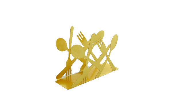 Tissue Holder Metal Gold with Cutlery Design