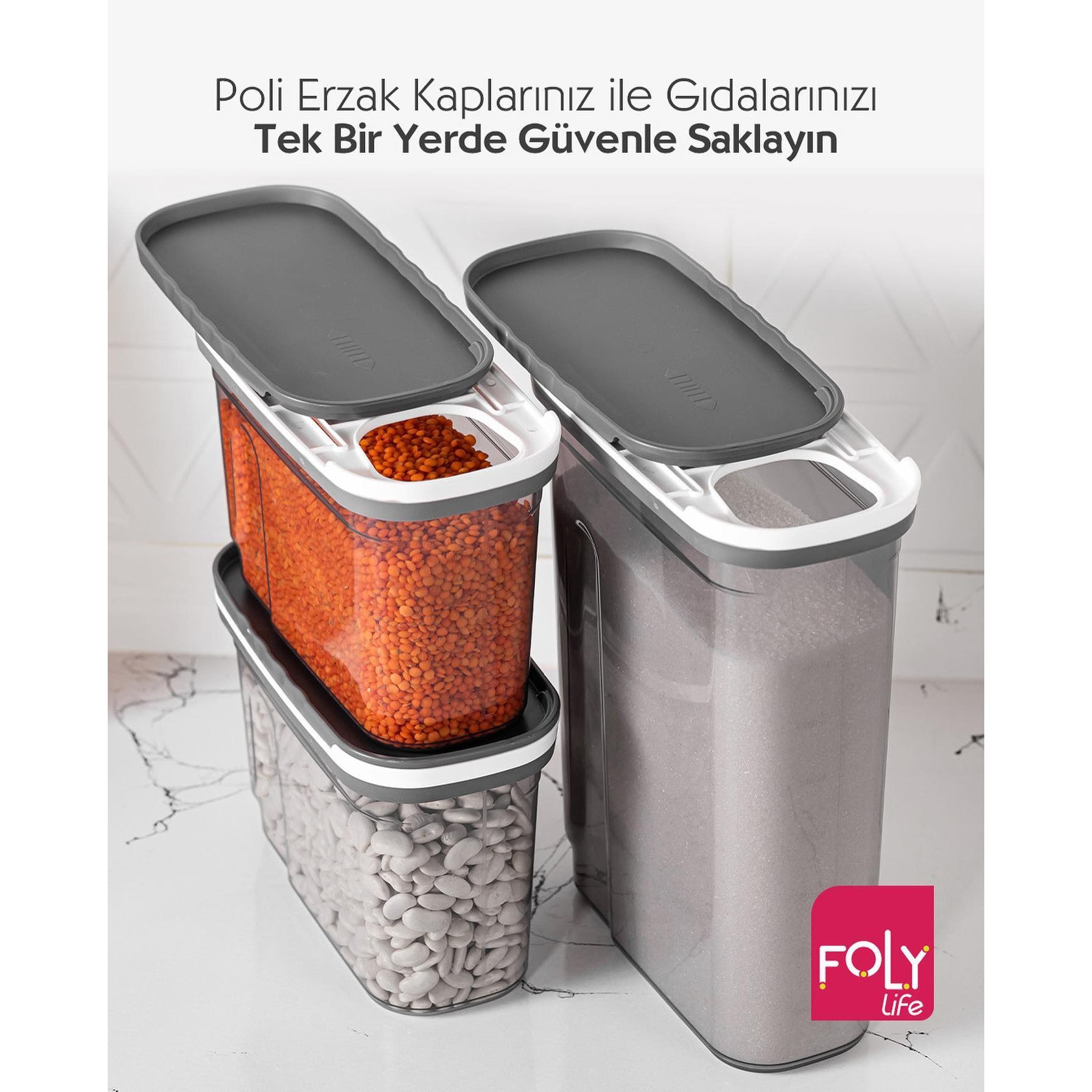 Foly File Food Storage Container 2.7L with Slide Open Lid Titiz BNM0674