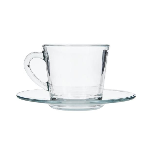 Pasabahce Espresso/Tea Cup and Saucer 190ml 6Pcs Set Basic with Box 24215