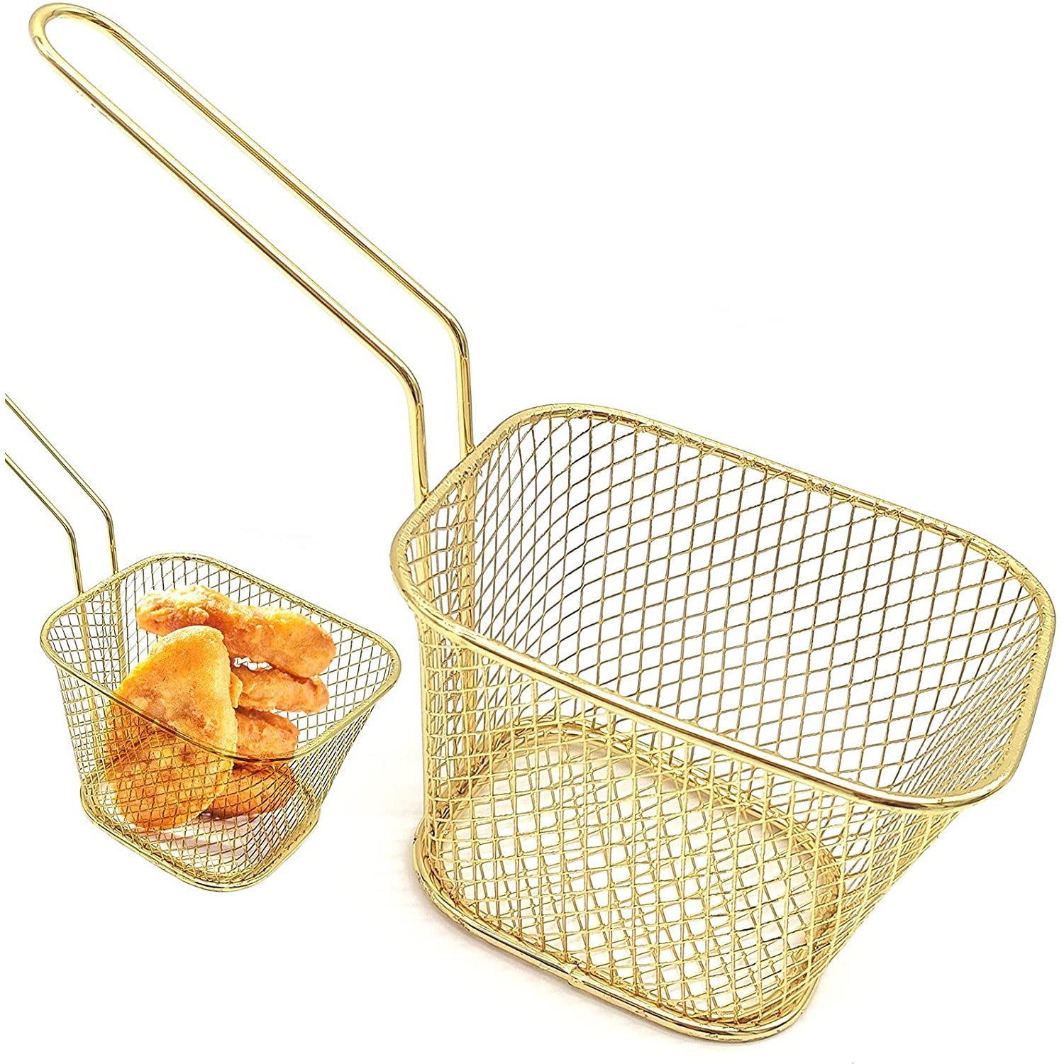 French Fry Chip Fryer Serving Basket Gold Small