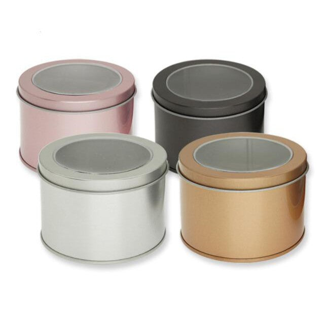 Gift Tin Box Round with Window Lid 4x2cm