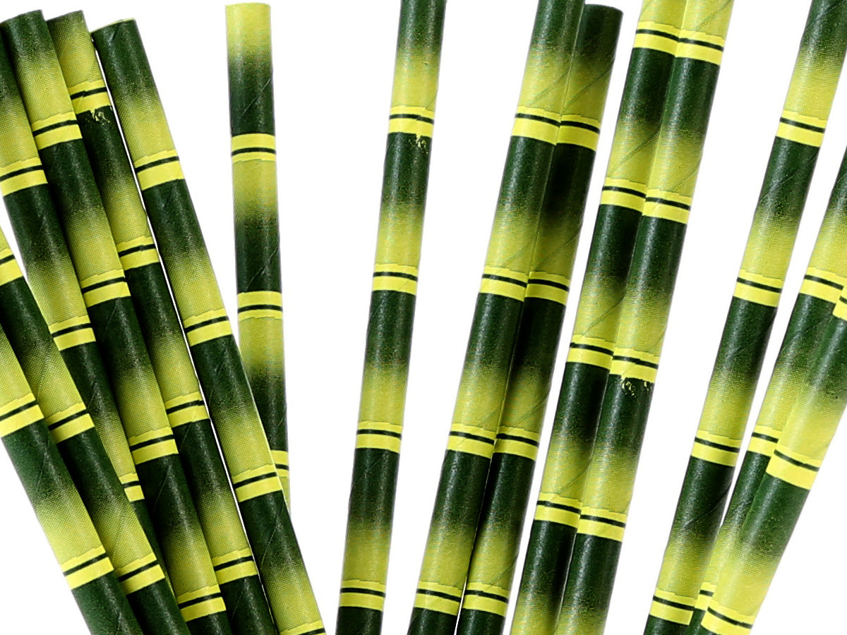 Green Bamboo Pattern 25pc Paper Straws