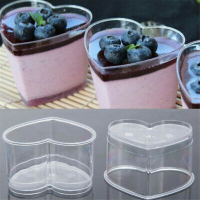 Acrylic Mini Dessert Cup Heart Shape with Lid 25pack