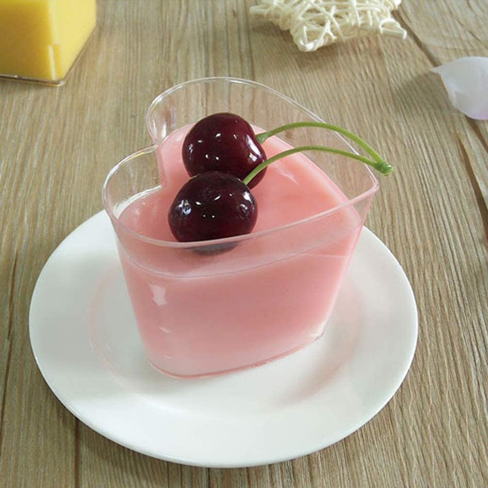 Acrylic Mini Dessert Cup Heart Shape with Lid 25pack