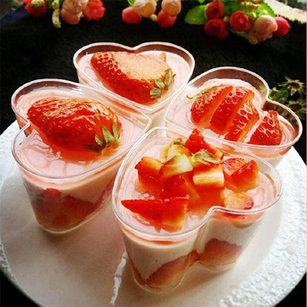 Acrylic Mini Dessert Cup Heart Shape with Lid 25pack