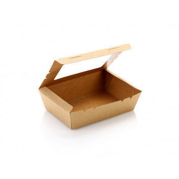 Kraft Paper Food Lunch Box with Window Lid No.2 Small 5pack