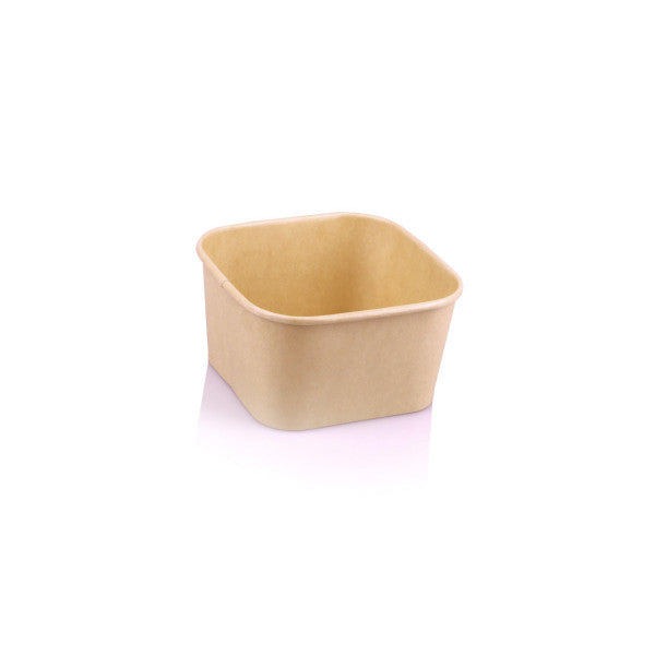 Kraft Paper Food Lunch Box Square Microwaveable Bowl 590ml 5pack