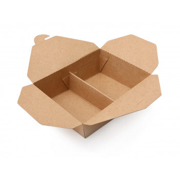 Kraft Paper Food Lunch Box 1000ml with 2 Compartment 5pack TD005