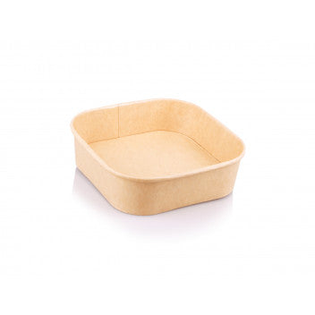 Kraft Paper Food Lunch Box Square Microwaveable Bowl 900ml 5pack