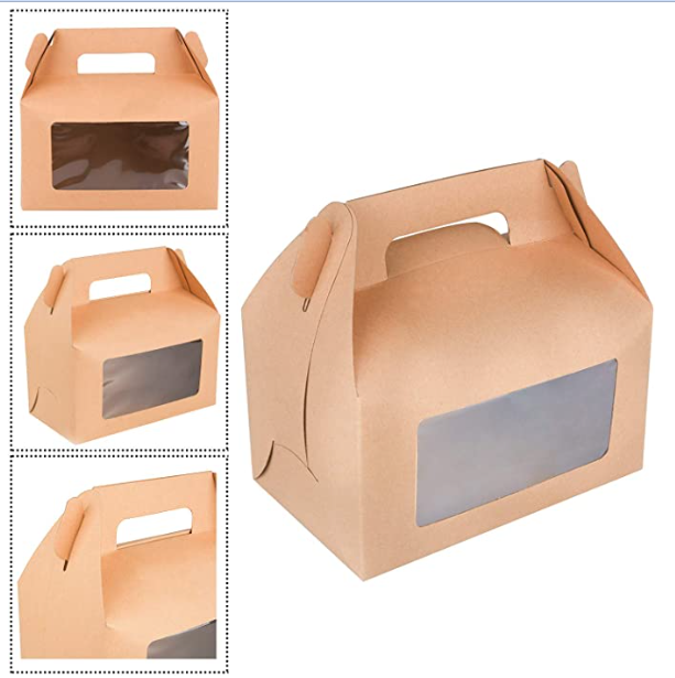 Gift Takeaway Food Treats Box Small with Window and Handle