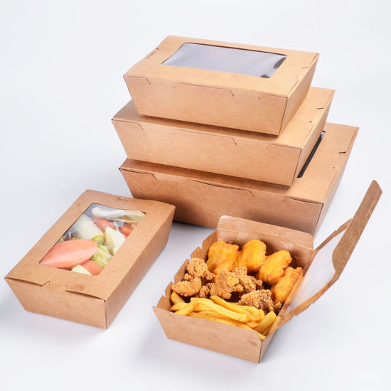 Kraft Paper Food Lunch Box with Window 22x14cm