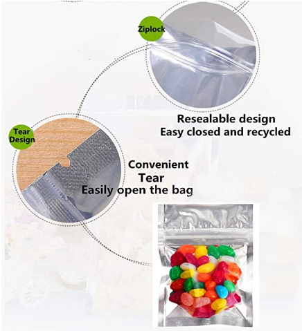 Metalized Ziplock Vacuum Resealable Bags 7.7cmx10cm 20pack