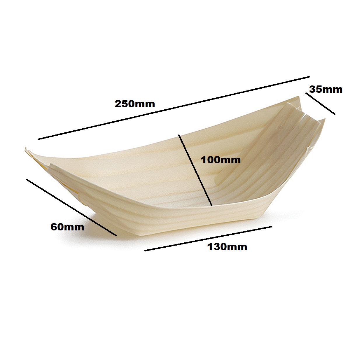 Bamboo Serving Boat Tray Disposable Large 25cm