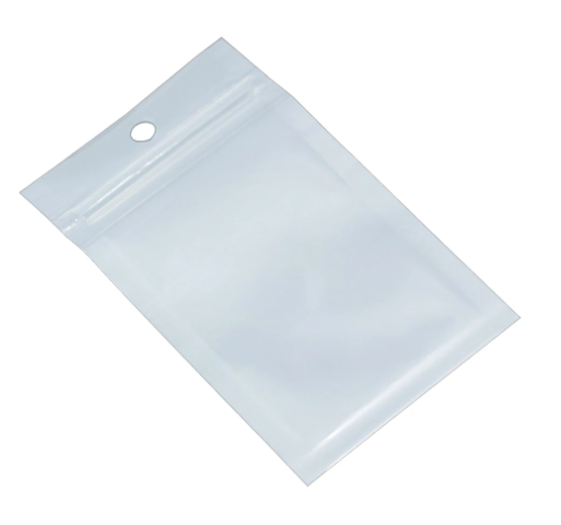 Clear-White Zip Lock Pouch Resealable Bags with Hang Hole 10x18cm 250g 25pack