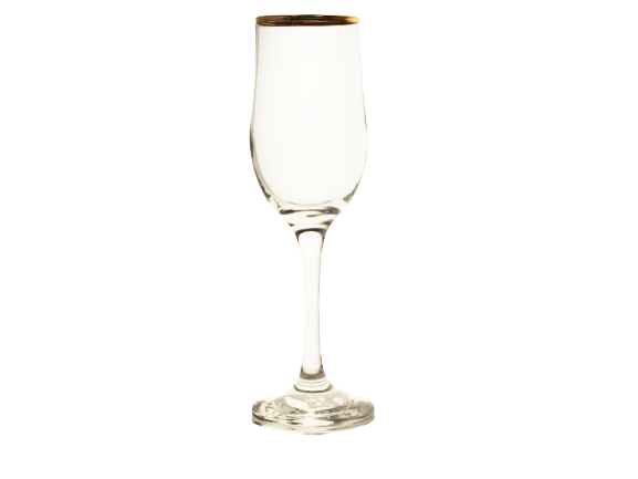 Glass Tumbler 210ml Stemmed Champagne with Gold Rim