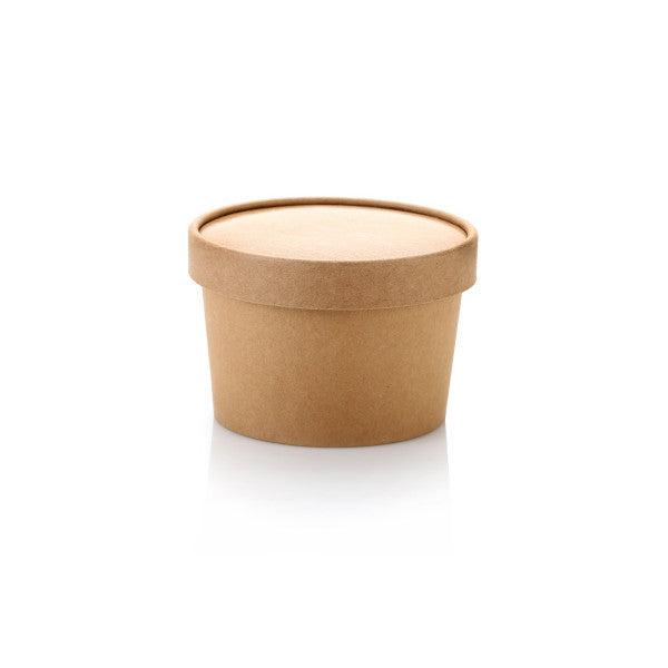 Kraft Paper Ice Cream Cups 250ml Tub with Lid 10pack