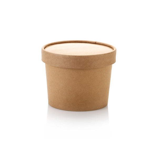 Kraft Paper Ice Cream Cups 350ml Vintage Tubs with Kraft Lid 10pack