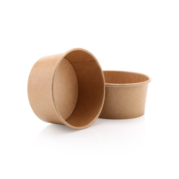 Kraft Paper Ice Cream Cups 180ml Vintage Tubs with Kraft Lid 10pack