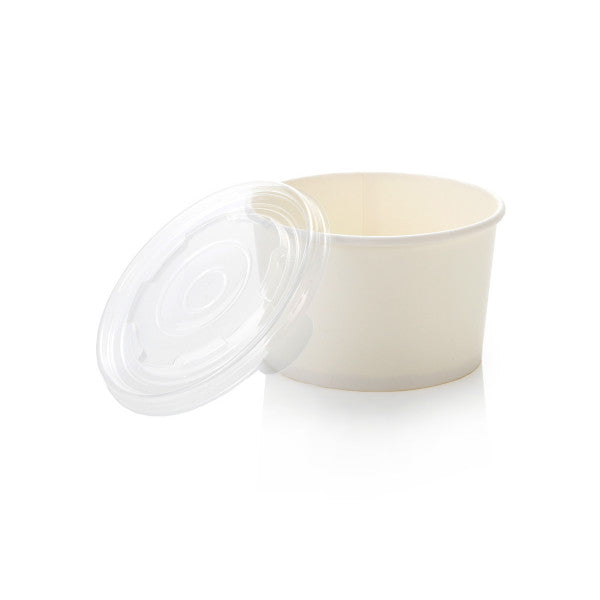 Noodle Soup Tub White 500ml with Clear Lid 114mm 10 Pack