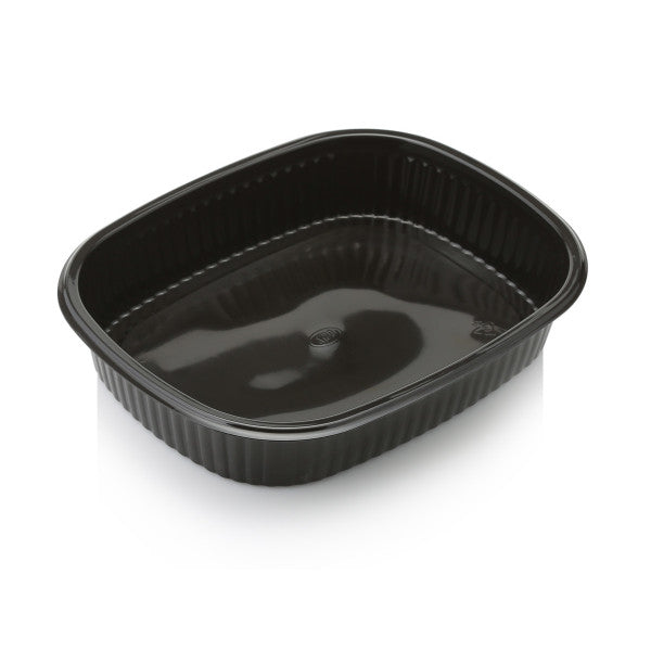 Zibo Oval Lunch Meal Container Tray Black Microwaveable