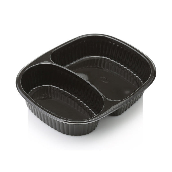 Zibo Oval Lunch Meal Container Black Compartment Microwaveable