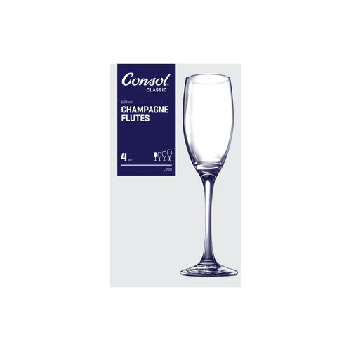 Consol Glass Tumbler 180ml Lyon Champagne Steam Flute 4pack 27630