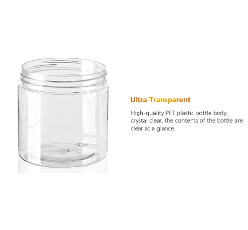 50ml PET Plastic Cosmetic Jar Low Profile with Lid Crystal Clear