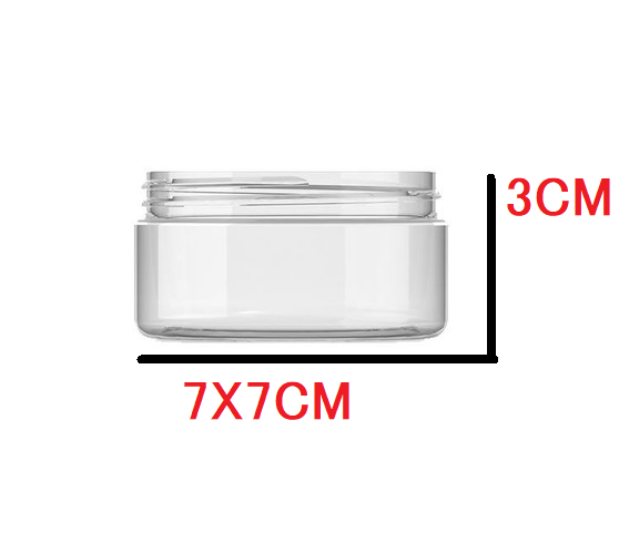 50ml PET Plastic Cosmetic Jar Low Profile with Lid Crystal Clear