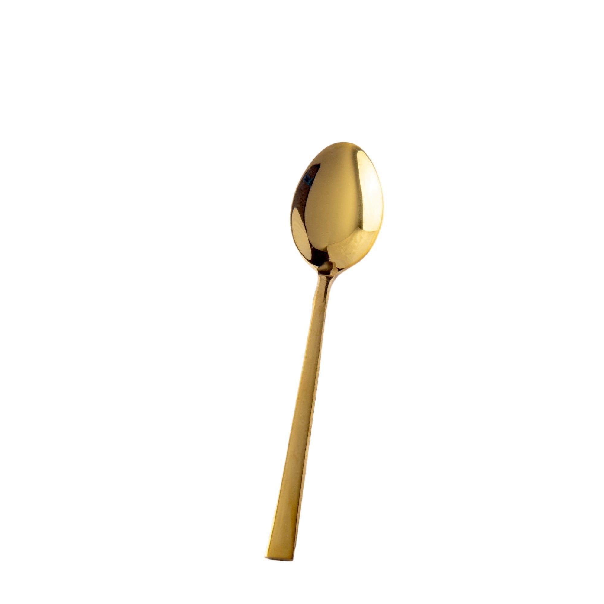 Stainless Steel Dessert Spoon 6Pcs Square Gold Handle Colour