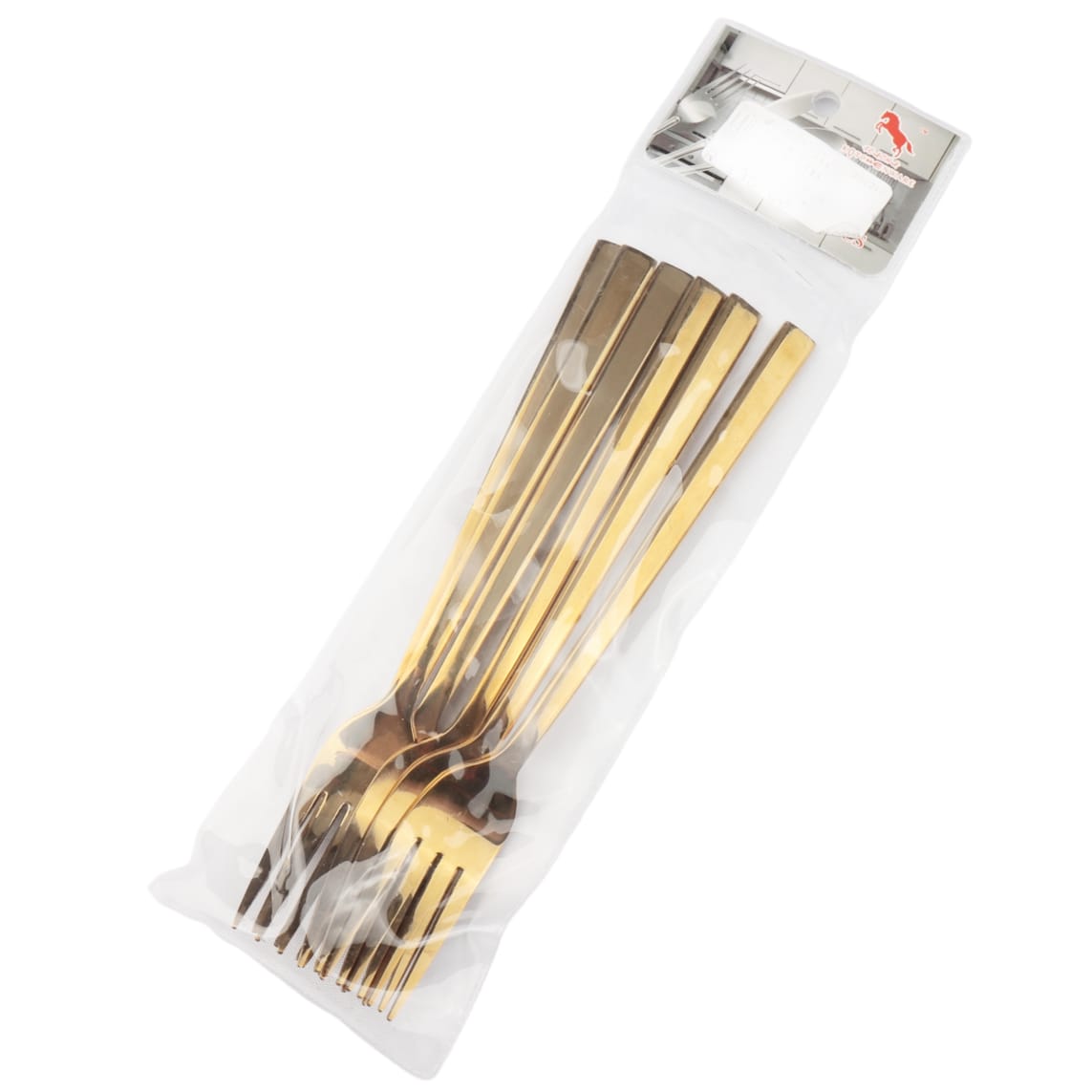 Stainless Steel Fork 6Pcs Square Gold Handle Colour