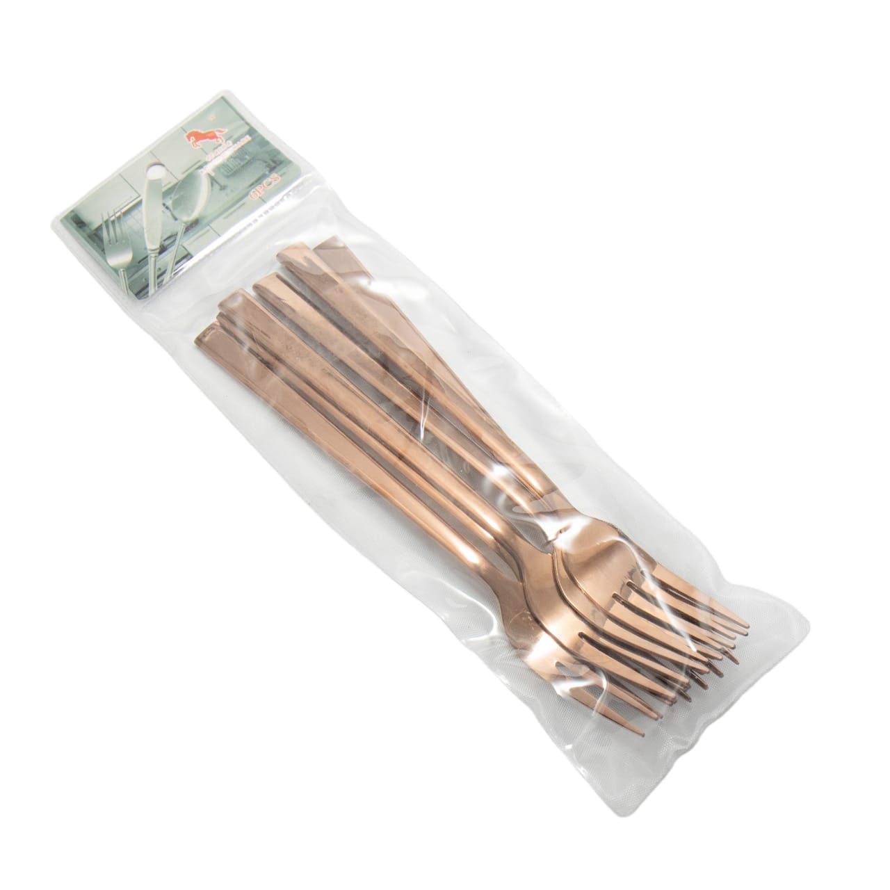 Stainless Steel Fork 6Pcs Rose Gold Square Handle Colour