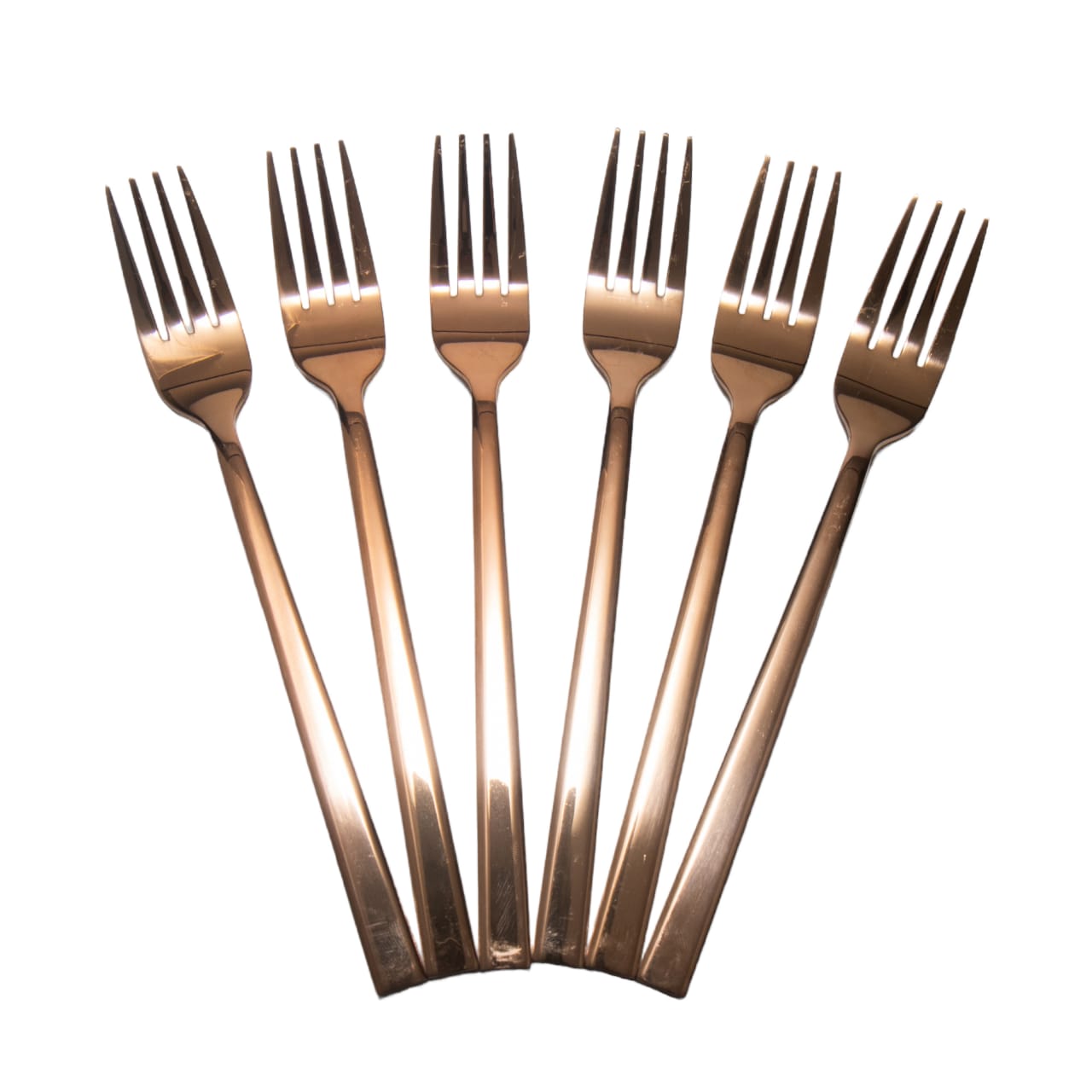 Stainless Steel Fork 6Pcs Rose Gold Square Handle Colour