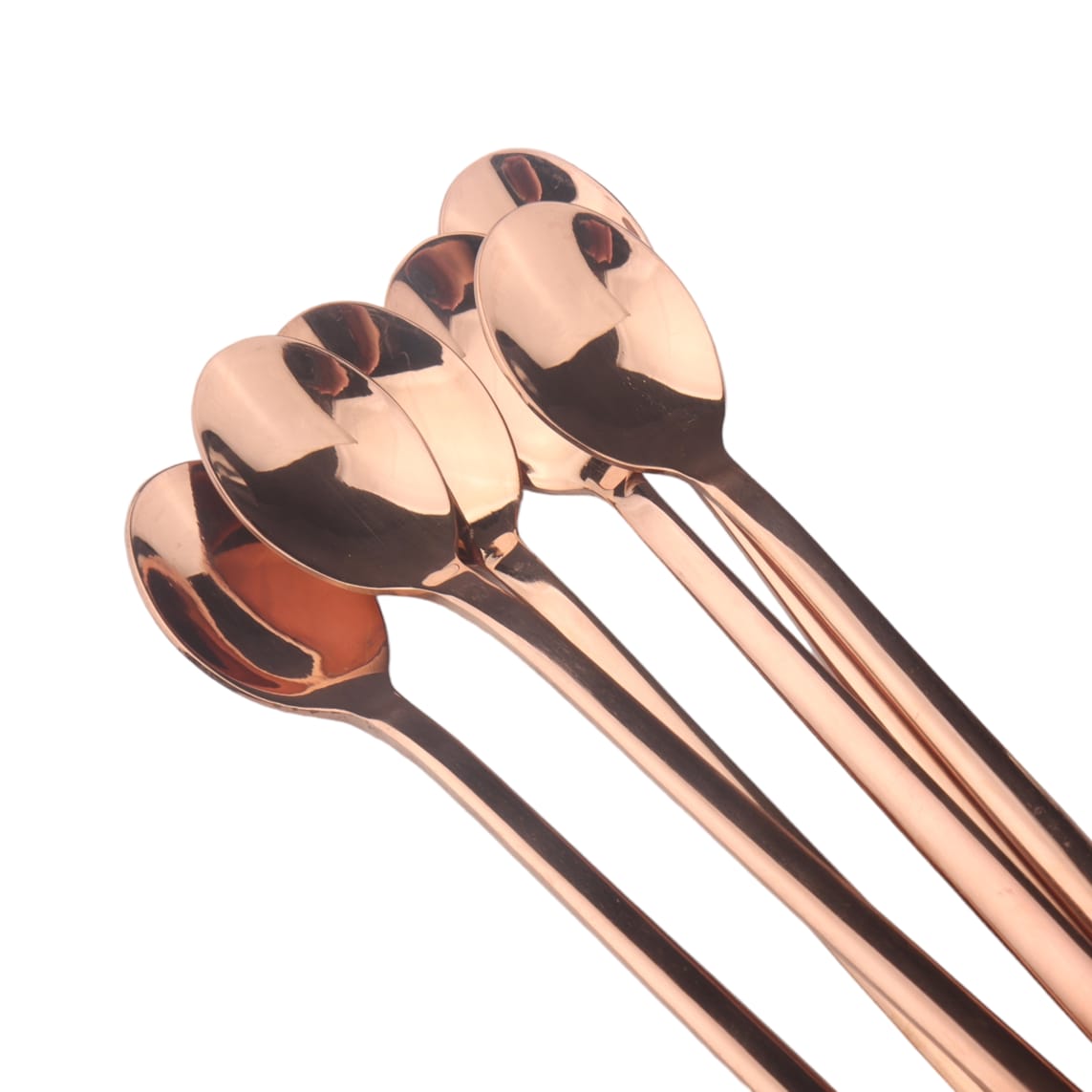 Stainless Steel Soda Spoon 6Pcs Rose Gold Square Handle Colour