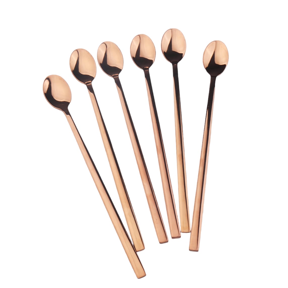 Stainless Steel Soda Spoon 6Pcs Rose Gold Square Handle Colour