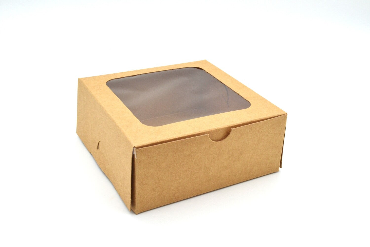 Gift Pastry Biscuit Kraft Box Brown 25x25x4cm with Window Corrugated