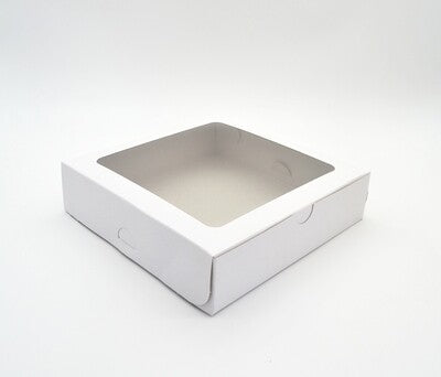 Gift Pastry Biscuit Box White with Window 30x30x4cm