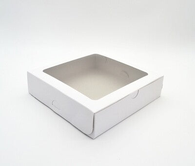GIft Pastry Biscuit Box 25x25x4cm White with Window
