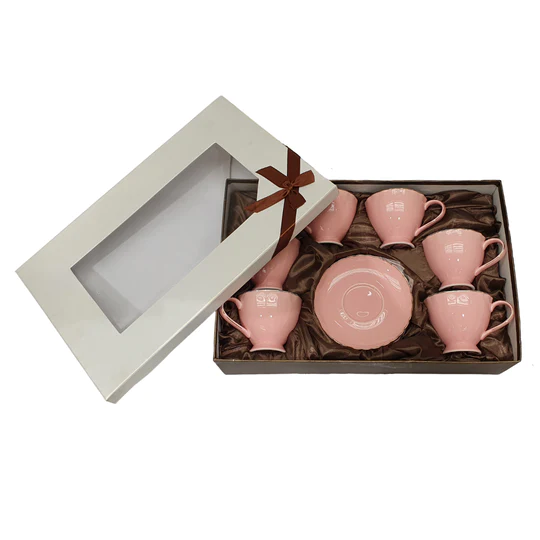 Ceramic Tea Cup and Saucer Set 12Pcs SGN2476 PK GGK
