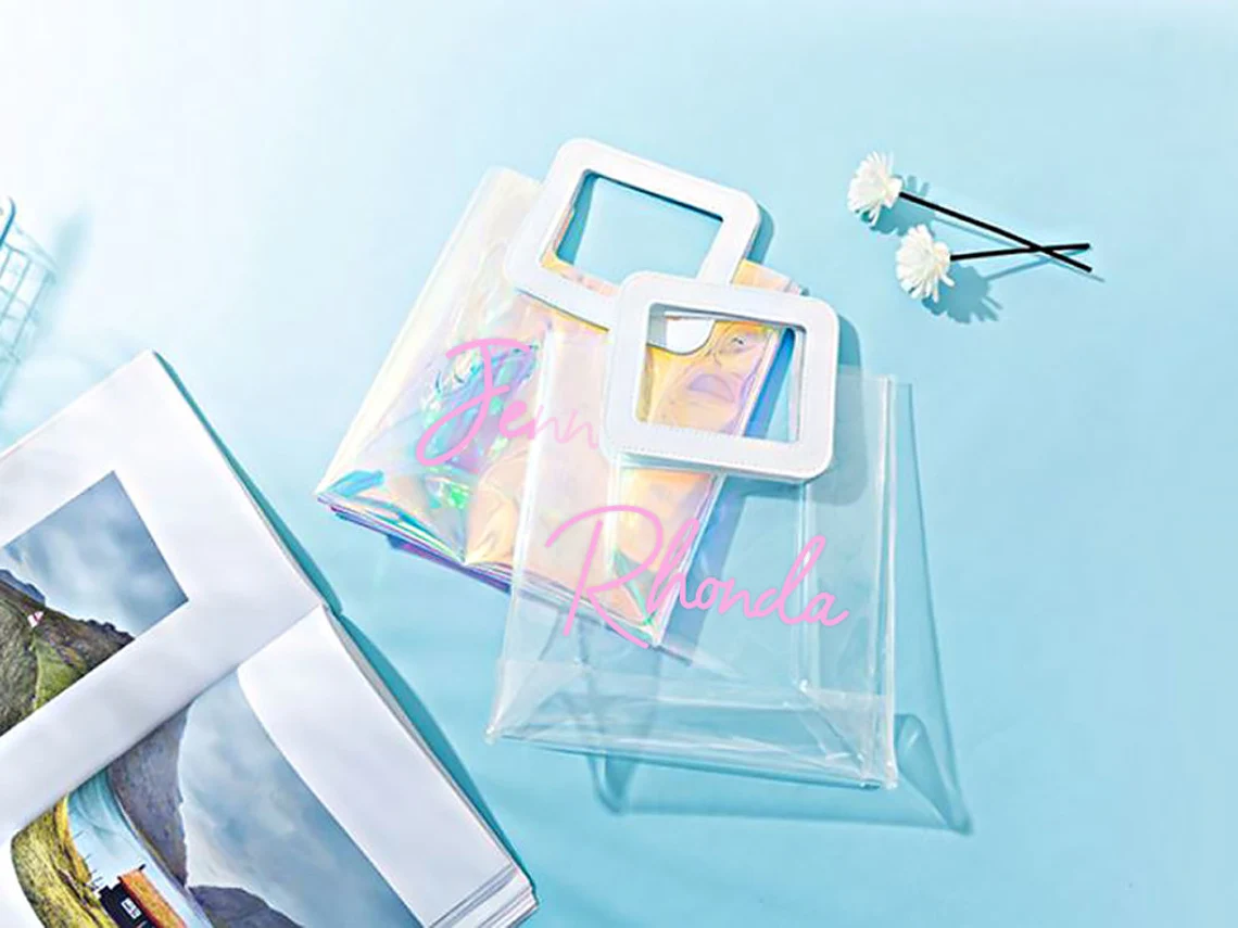 Multifunctional Clear PVC Tote Gift Bag 17x14cm