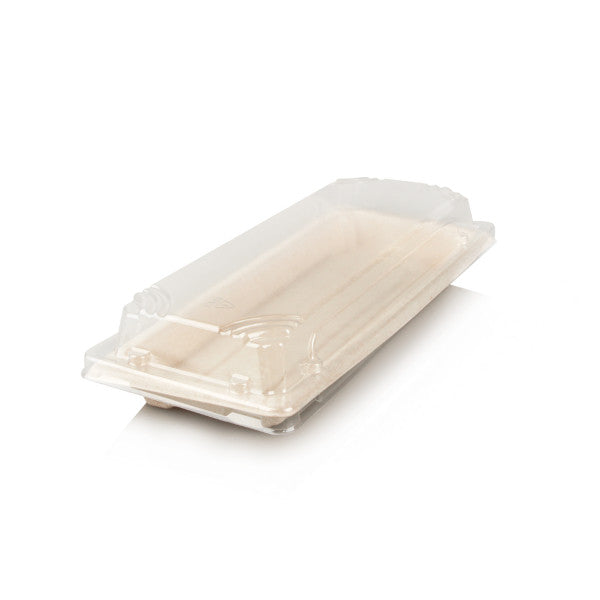 Bio Sugar Cane Sushi Tray 217x136 Medium with Pet Lid 22x9.5cm 5pack