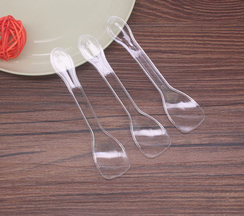 Plastic Acrylic Disposable Spoon 10cm with Wrap 50pack