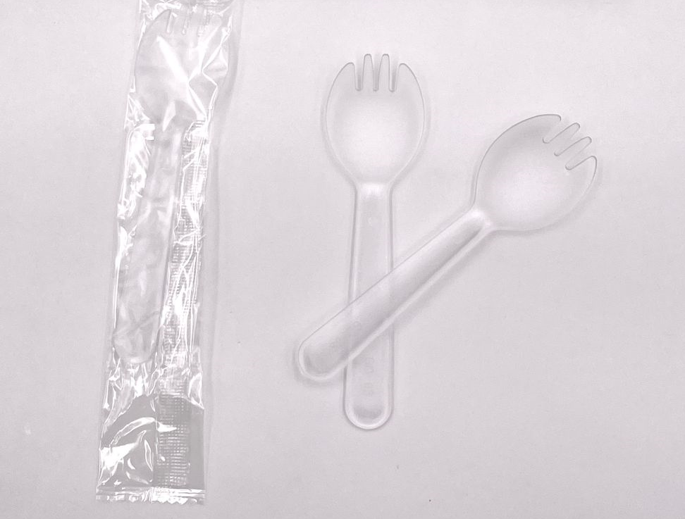 Plastic Acrylic Disposable Fork with Wrap 50Pack 11.5cm