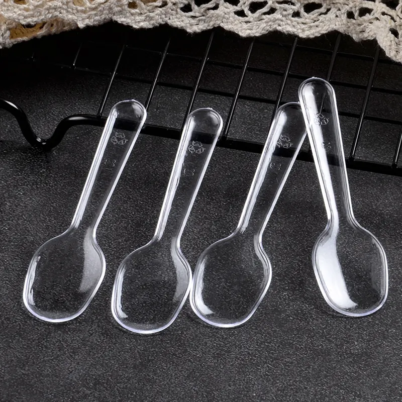 Plastic Acrylic Disposable Spoon with Wrap 50Pack 10cm