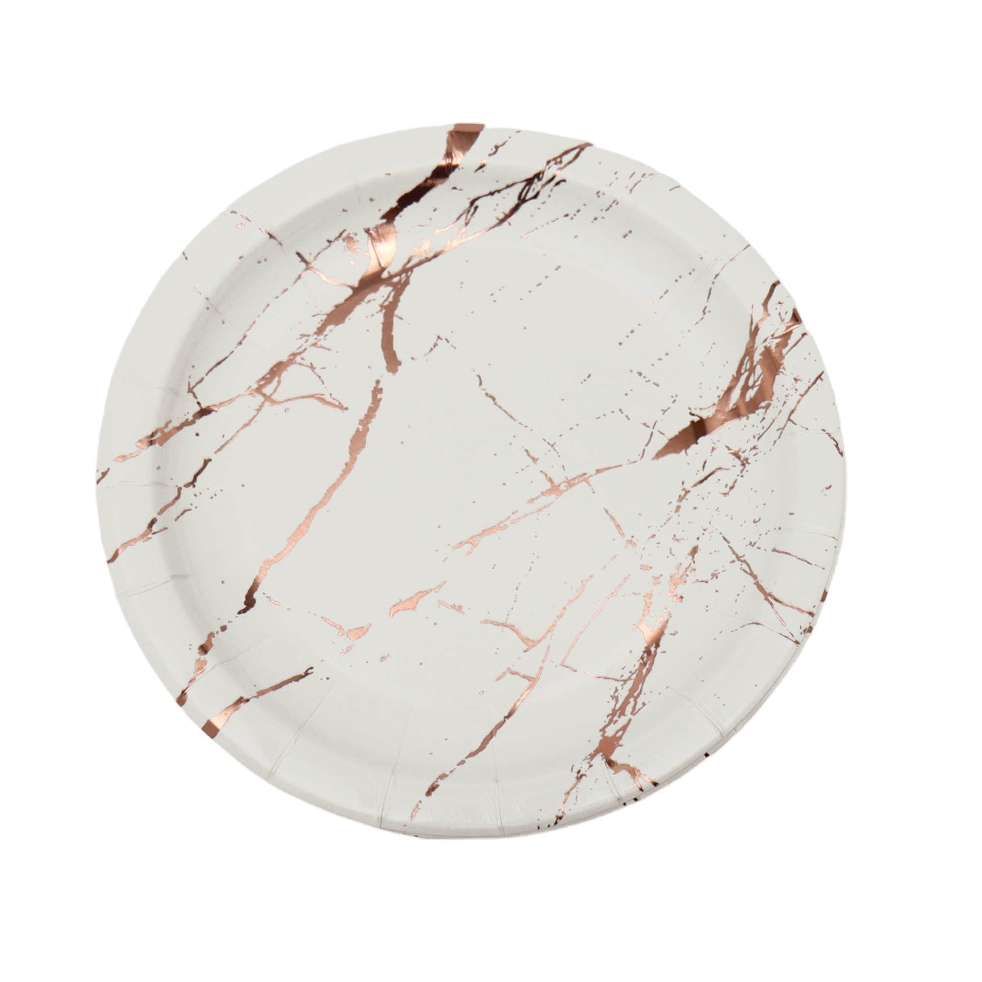 Disposable Party Paper Plates 7Inch 18cm Marble Print White and Gold 8pack